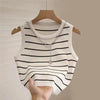 Women's Striped Wide Edge Knit Sleeveless Top