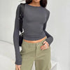 Women’s Solid Color Long Sleeve Crop Top