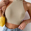 Knit Sleeveless Halter Crop Top