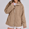Winter Lapel Zip-Up Coat with Pockets