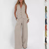 Summer Vest Suit – V-neck Sleeveless Top & Loose Trousers Set