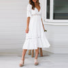 White Deep V Lace Splicing Dress – Elegant Women Wedding Party Dress