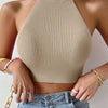 Knit Sleeveless Halter Crop Top