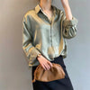 Women’s Spring Autumn Long Sleeve Blouse – Casual Turn-Down Collar Shirt